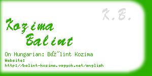 kozima balint business card